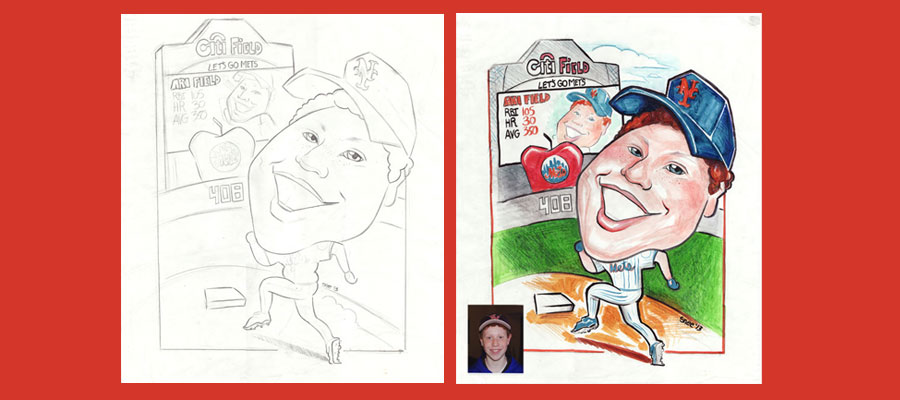 BarMitzvah-SignInBoard-Mets-Caricature