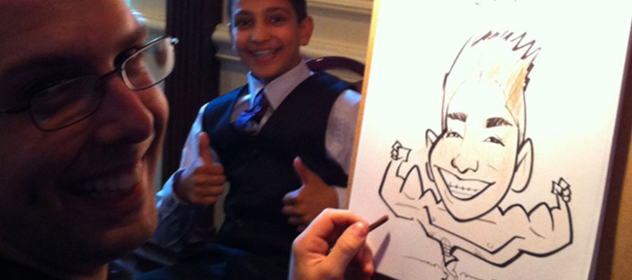 strongman-caricature-at-NJ-BarMitzvah