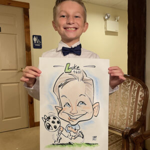 Kid soccer caricature at Bally Spring Inn