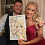 Caricatures of the maid of honor and best man at Springfield Country Club