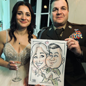 Military Wedding Caricature at Washington Crossing Inn 2